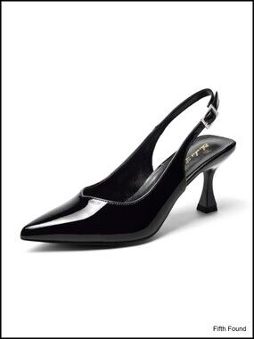 Kitten Heel Slingback Pumps 3 Inch Pointed Toe Dressy Bridal Party Shoes